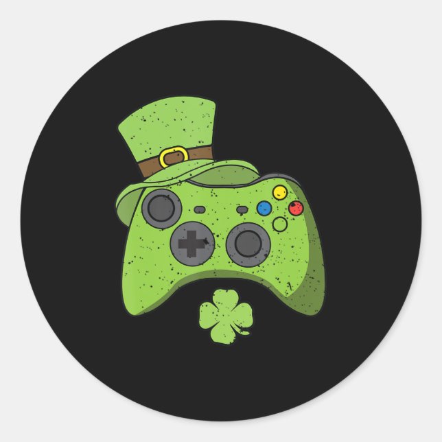 Fun Video Game Console St Patricks Day Kids Gamers Classic Round Sticker (Front)