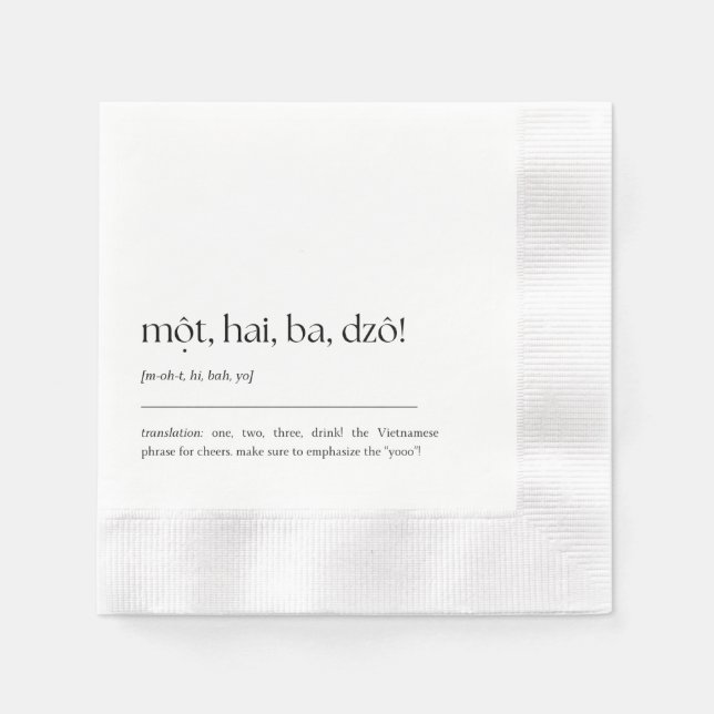 Fun Vietnamese Drinking Phrase Cocktail Napkin 02 (Front)