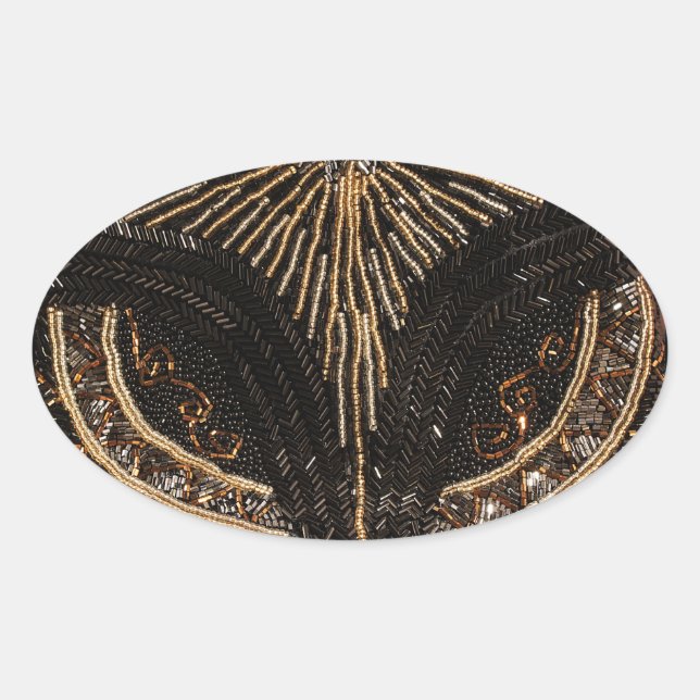 Fun Vintage Bead Look design Oval Sticker (Front)