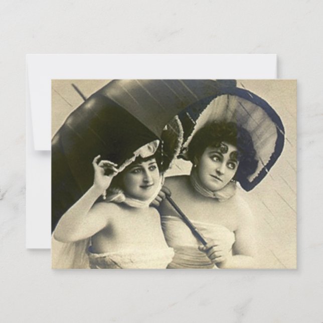 Fun Vintage Bridal Shower Invitation Gals In Rain (Front)