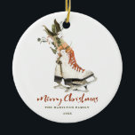 Fun Vintage Greenery Family Christmas Photo  Ceramic Tree Decoration<br><div class="desc">This Christmas will be a little brighter with these modern,  watercolor greenery and vintage ice skates from our modern Vintage Bohemian Christmas collection above.</div>