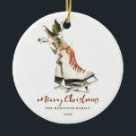Fun Vintage Greenery Family Christmas Photo  Ceramic Tree Decoration<br><div class="desc">This Christmas will be a little brighter with these modern,  watercolor greenery and vintage ice skates from our modern Vintage Bohemian Christmas collection above.</div>