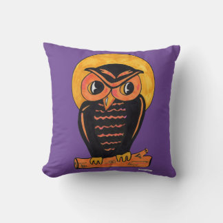 Fun Vintage Owl Halloween Cartoon Character Art Cushion