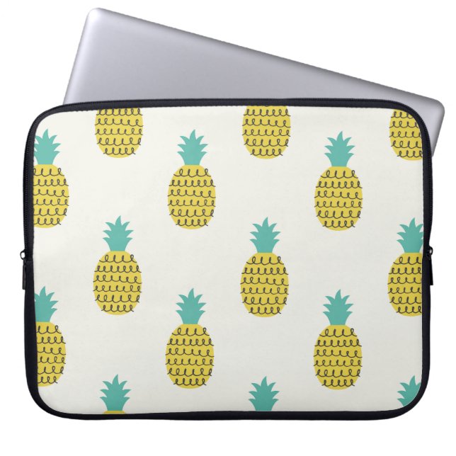 Fun Vintage Pineapple Seamless Illustration. Laptop Sleeve (Front)