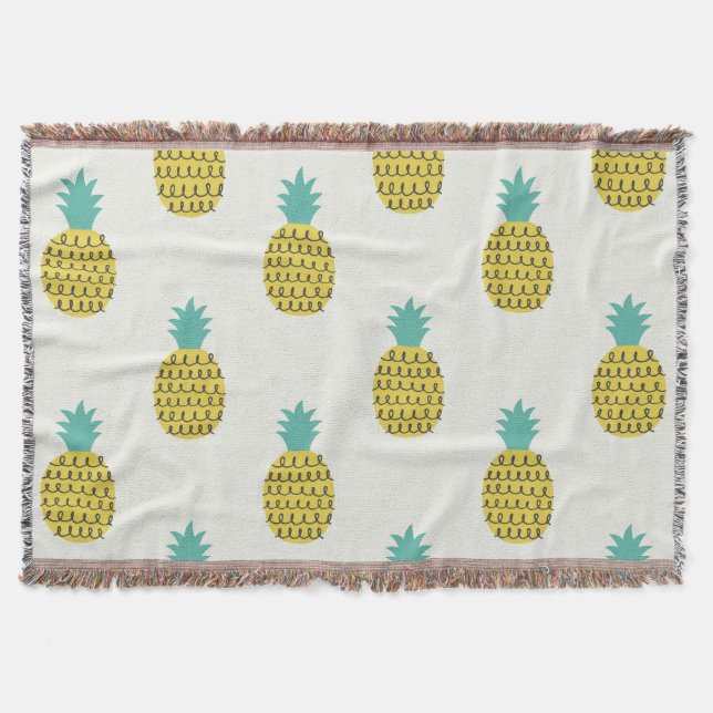 Fun Vintage Pineapple Seamless Illustration. Throw Blanket (Front)