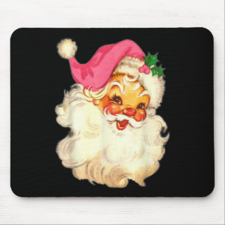 Fun Vintage Pink Santa Claus Pink Christmas Design Mouse Mat