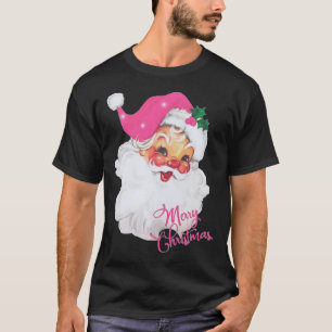 Fun Vintage Pink Santa Claus Pink Christmas Design T-Shirt
