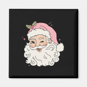 Fun Vintage Pink Santa Claus Pink Christmas Men Wo Magnet