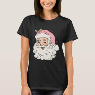 Fun Vintage Pink Santa Claus Pink Christmas Men Wo T-Shirt