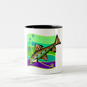 Fun Vintage Retro Tropical Fish Two-Tone Coffee Mug