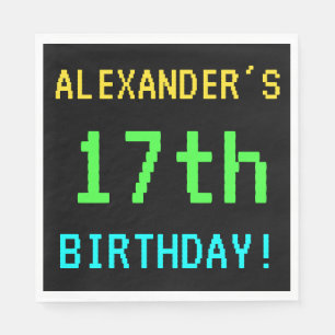 Fun Vintage/Retro Video Game Look 17th Birthday Napkin