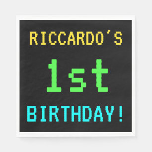Fun Vintage/Retro Video Game Look 1st Birthday Napkin