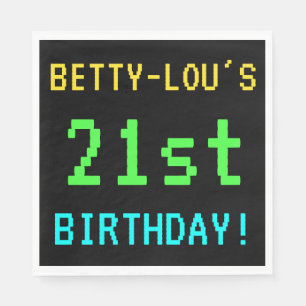 Fun Vintage/Retro Video Game Look 21st Birthday Napkin
