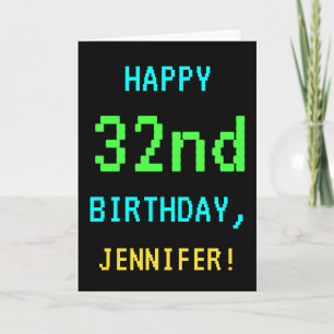 Fun Vintage/Retro Video Game Look 32nd Birthday Card