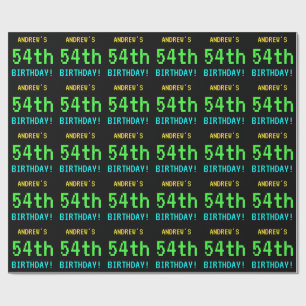 Fun Vintage/Retro Video Game Look 54th Birthday Wrapping Paper