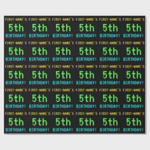 Fun Vintage/Retro Video Game Look 5th Birthday Wrapping Paper