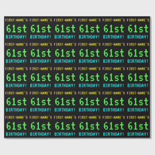 Fun Vintage/Retro Video Game Look 61st Birthday Wrapping Paper