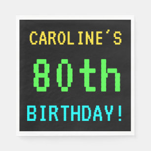 Fun Vintage/Retro Video Game Look 80th Birthday Napkin