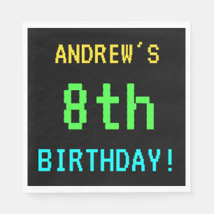 Fun Vintage/Retro Video Game Look 8th Birthday Napkin