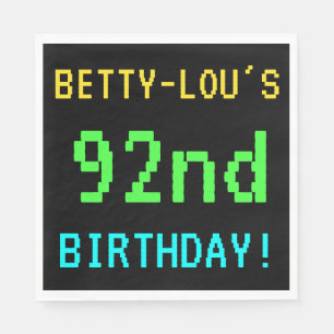 Fun Vintage/Retro Video Game Look 92nd Birthday Napkin