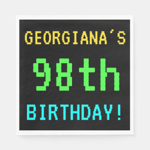 Fun Vintage/Retro Video Game Look 98th Birthday Napkin