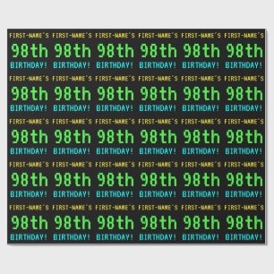 Fun Vintage/Retro Video Game Look 98th Birthday Wrapping Paper