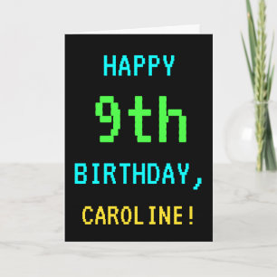 Fun Vintage/Retro Video Game Look 9th Birthday Card