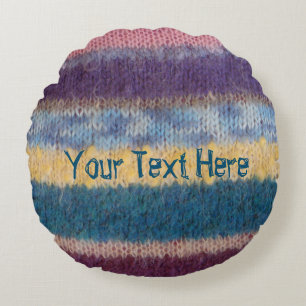 fun vintage style colourful knitted stripes  round cushion