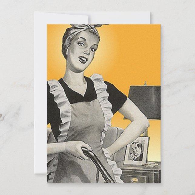 Fun Vintage Suburban House Chores Blank Invitation (Front)