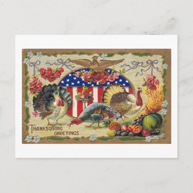 Fun Vintage Thanksgiving Turkey Friendsgiving Holiday Postcard (Front)