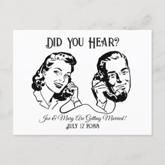 Fun Vintage Wedding Save the Date, Unique Wedding Announcement Postcard