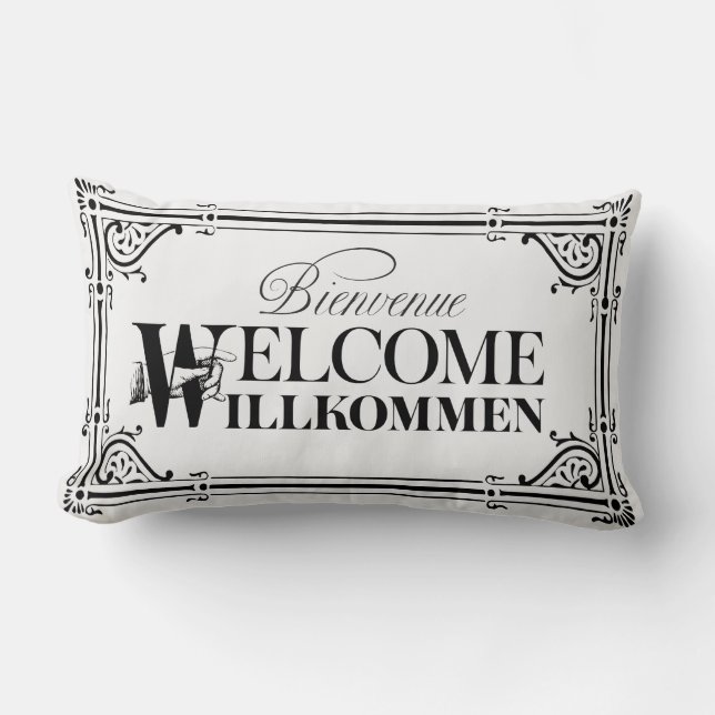 Fun Vintage Welcome Pillow - Pick Your Colour (Front)