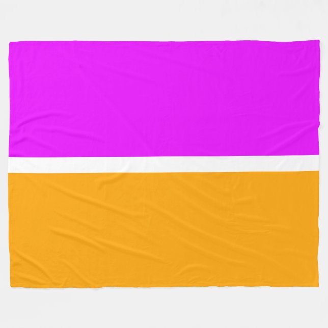 Fun Vivid Tropical Pink Yellow Orange Colour Block Fleece Blanket (Front (Horizontal))