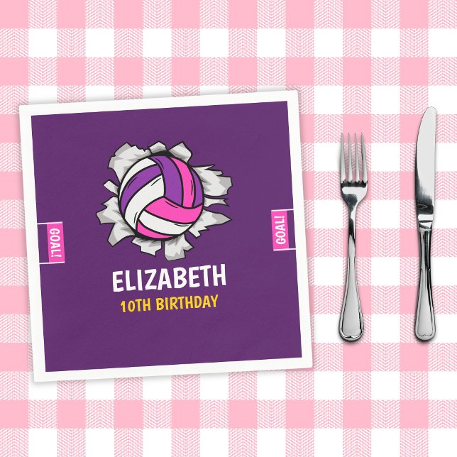 Fun Volleyball Birthday Girl Napkin (Creator Uploaded)