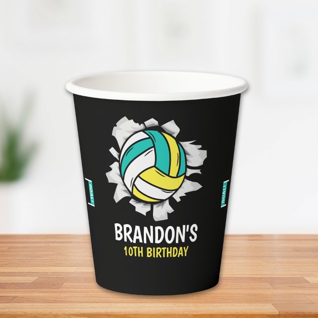 Fun Volleyball Boy Birthday Paper Cups (Creator Uploaded)