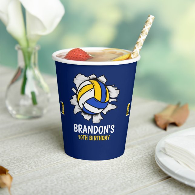 Fun Volleyball Boy Birthday Paper Cups (Insitu)