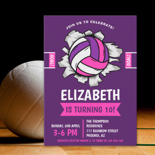 Fun Volleyball Girl Birthday Invitation
