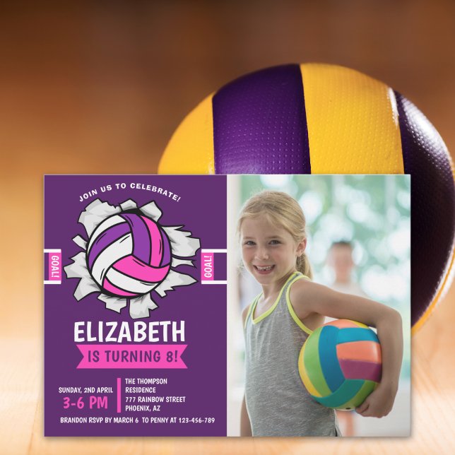 Fun Volleyball Girl Birthday Invitation (Creator Uploaded)