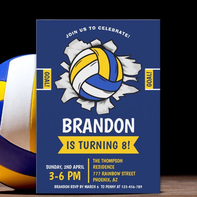 Fun Volleyball Kids Birthday Invitation (Creator Uploaded)