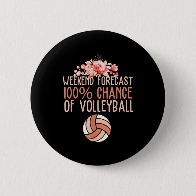 Fun Volleyball Weekend Forecast Volleyball Boho Fl 6 Cm Round Badge (Front)