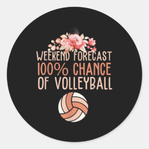 Fun Volleyball Weekend Forecast Volleyball Boho Fl Classic Round Sticker