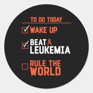 Fun Wake Up Beat Leukaemia Rule The World Cancer Classic Round Sticker
