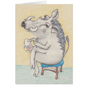 Fun warthog with embroidery card