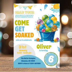 Fun Water Balloon Birthday Invitation Template