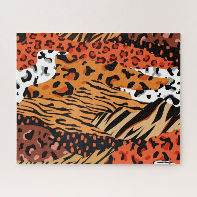 Fun Watercolor Animal Pattern Design  Jigsaw Puzzle (Horizontal)