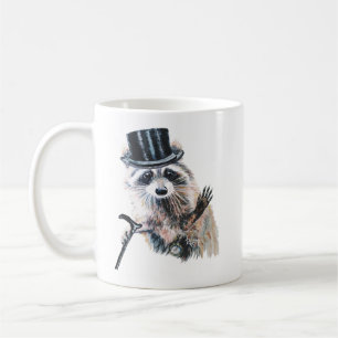 Fun Watercolor Dressed Up Racoon Coffee Mug