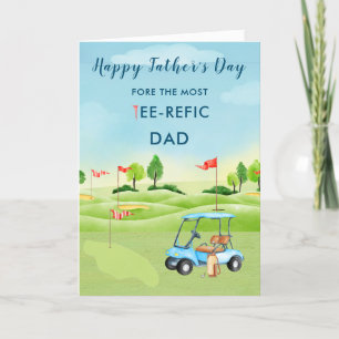Fun Watercolor Father's Day Card Golf Theme