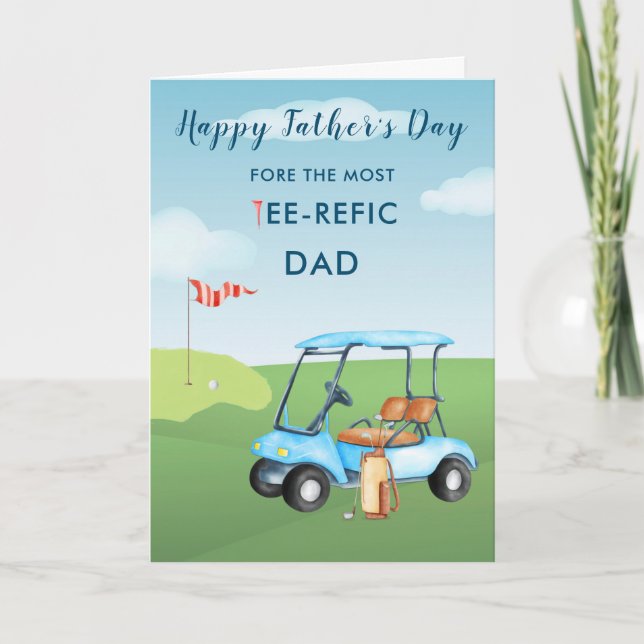 Fun Watercolor Father's Day Card Golf Theme (Front)