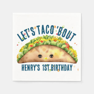 Fun Watercolor Fiesta Lets TACO bout 1st Birthday  Napkin