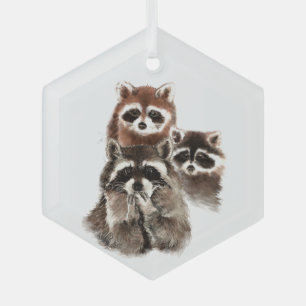 Fun Watercolor Fun Family Friend Animal Art Glass Tree Decoration